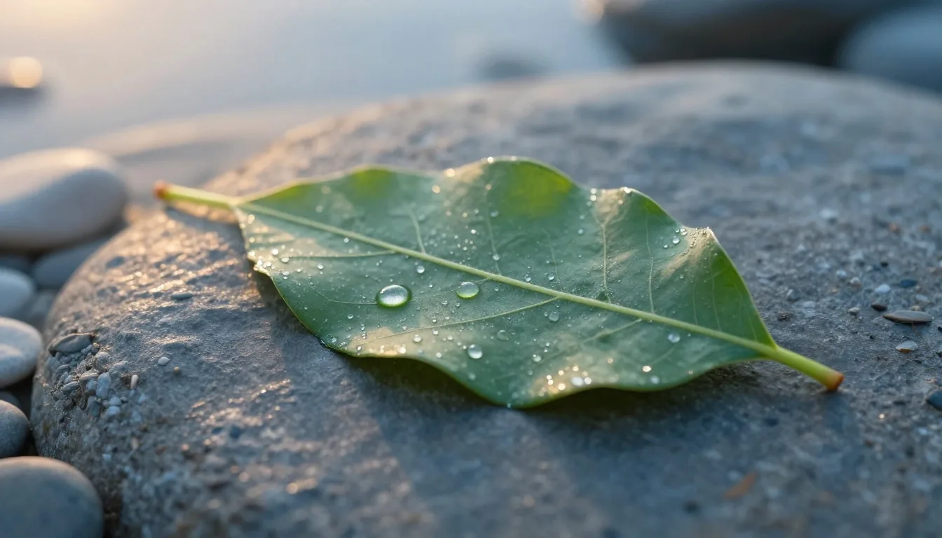Botanical leaf specimen in morning light